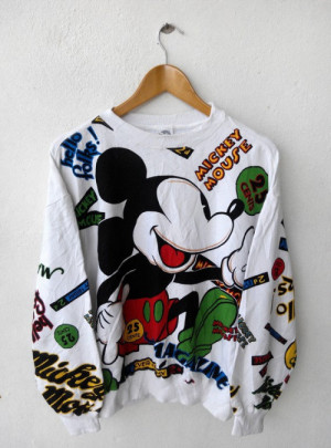 ... Print Funny Quote Punk 80’s Minnie Mouse Rainbow Sweatshirt Sweater