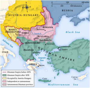 map Balkans in 1878