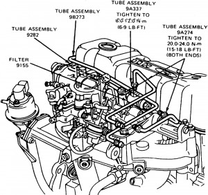 Fig. Fig. 1: The fuel filter and lines are located behind the valve ...