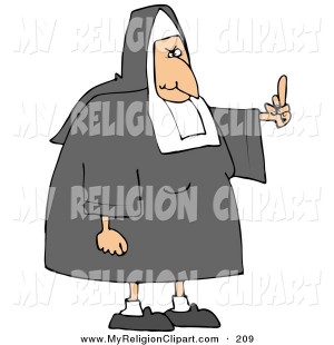 Religion Clip Art of a White Female Nun in Uniform, Flipping Someone ...