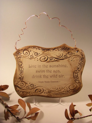 Ceramic Plaque, Wonderful Ralph Waldo Emerson Quote - Sepia