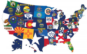 States wrapped in their flags (Map)
