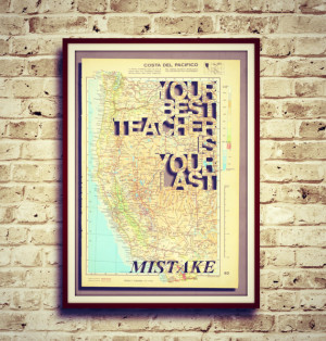 Inspirational quote - handmade artwork - upcycled vintage page atlas ...