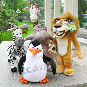lovely-5pcs-Madagascar-zebra-giraffe-hippo-zebra-lion-penguin-stuffed ...