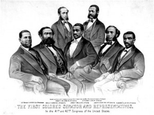 Drawing of the first colored U.S Senator and U.S. Representatives