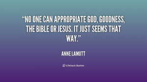 No one can appropriate God, goodness, the Bible or Jesus. It just ...