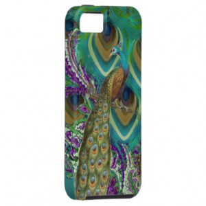 Purple Navy and Copper Paisley Peacock & Feathers iPhone 5 Cases
