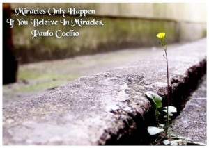 Miracles only happen if you believe in miracles. - Paulo Coelho