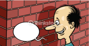 Vector Art : talking to a brick wall cartoon