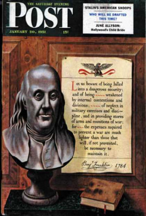 ... Post - 1951-01-20: Benjamin Franklin - bust and quote (John Atherton