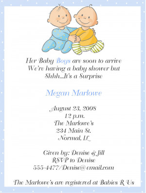 little baby boys twins baby shower invitations baby shower twins ...