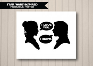 ... Love You, I Know - Couples Gift - 8x10 Instant Download - Sci-Fi Art