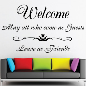 ... WELCOME GUESTS vinyl wall sticker quote sign entrance wall decals