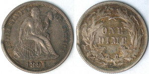 1891 dime without evidence of Blakesley effect on the opposite rim at ...