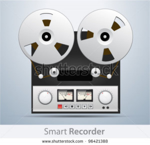 Vector vintage analog stereo reel to reel tape deck recorder