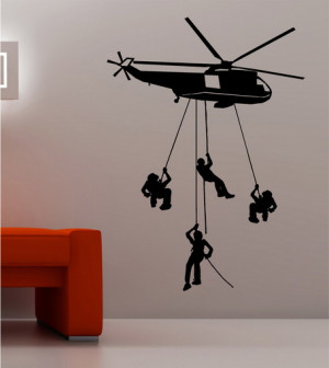 Helicopter Army Wallpaper Stickers in Kids Bedroom Walls Decoration ...