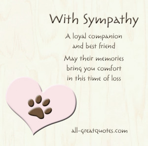Sympathy Cards For Pets – A loyal companion and best friend