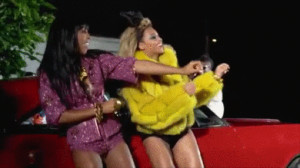 Beyonce and Kelly Rowland Happy Dance By a Red Car In a Music Video