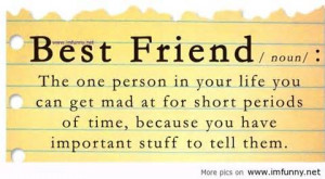 Best Friend The One Person In Your Life You Can Get Mad At For Short ...