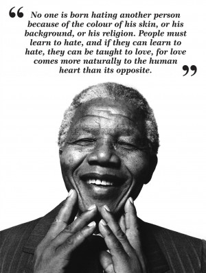 ... NO ONE IS BORN HATING NELSON MANDELA BW TYPOGRAPHY QUOTE POSTER QU306B