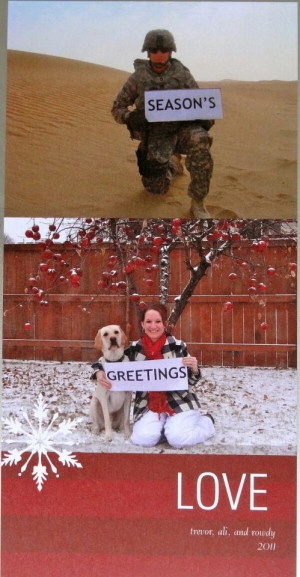 Cute xmas photo for a family with a deployed loved one :)