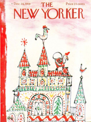 New Yorker cover William Steig Santa on rooftop 12/26 1959