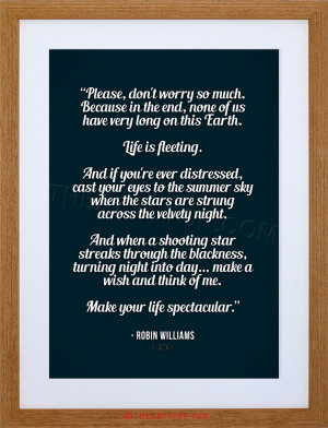 Details about QUOTE ROBIN WILLIAMS DON'T WORRY LIFE SPECTACULAR FRAMED ...