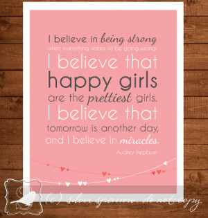 Audrey Hepburn, Printable Quote, Customize size and colour