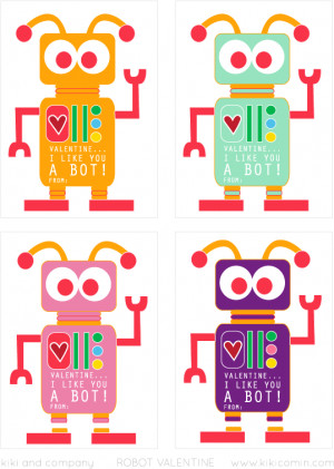 Robot Valentine. 4 colors. So cute for Valentines!