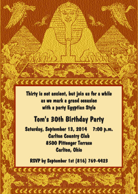 Egyptian theme party invitations