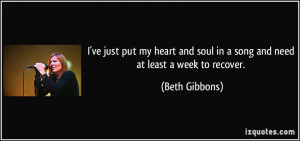 ... heart and soul in a song and need at least a week to recover. - Beth