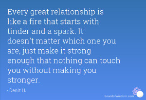 Every great relationship is like a fire that starts with tinder and a ...