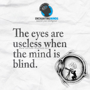 The eyes are useless when the mind is blind. — Anonymous