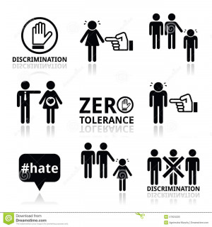 Vector icons set - zero tolerance for discrimination signs isolated on ...