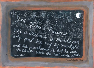 Art by Harriet Faith. Quote by Oscar Wilde. Acrylic Painting.