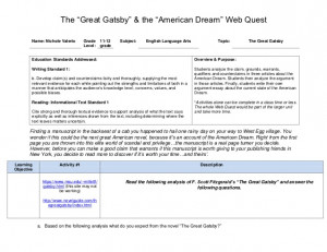 The great gatsby and the american dream web quest pdf