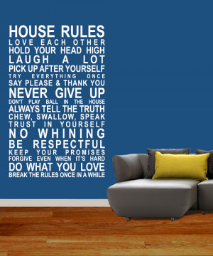 Related Pictures house rule quote wall art decal for home large black ...