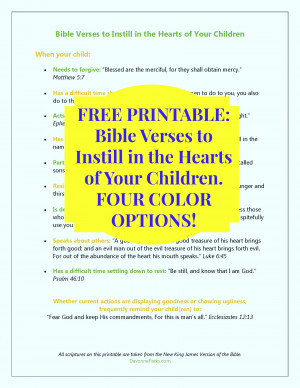 FREE Printable – Bible verses to instill in the hearts of our ...