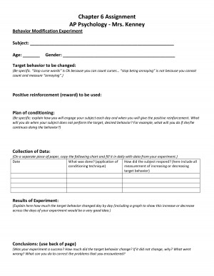 Behavior Modification Plan Example