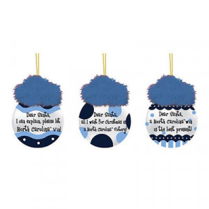 North Carolina Tar Heels (UNC) 3-Pack Team Sayings Ornaments