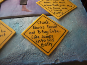 Chuck Norris doesnt eat B-Day cake....Cake Jumps into his belly