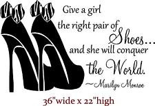 MARILYN MONROE QUOTE Give a Girl the Right Shoes Wall Decal Sticker ...