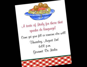 10 Italian Spaghetti Dinner Birthday Party Invitations or Printable ...