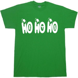 Ho Ho Ho Funny Christmas Gift T-Shirt Green Size XL