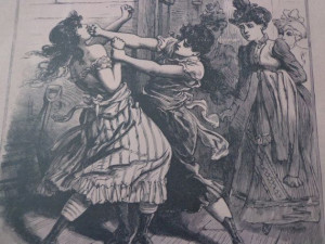 Illustration Ephemera Women Fight Over a Man by KnitKnitAndMore, $7.50