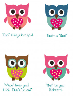 Here is a FREE owl card printable for Valentines Day!!! Just right ...