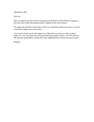 Download Resignation Farewell Letter In Word Format picture