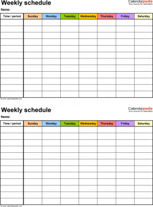 Blank Weekly Work Schedule Template