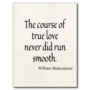 Shakespeare Quote Course of True Love Run Smooth Postcard