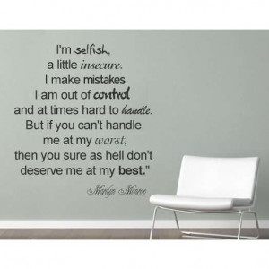 Love this Marylin Monroe Selfish quote wall decal sticker
